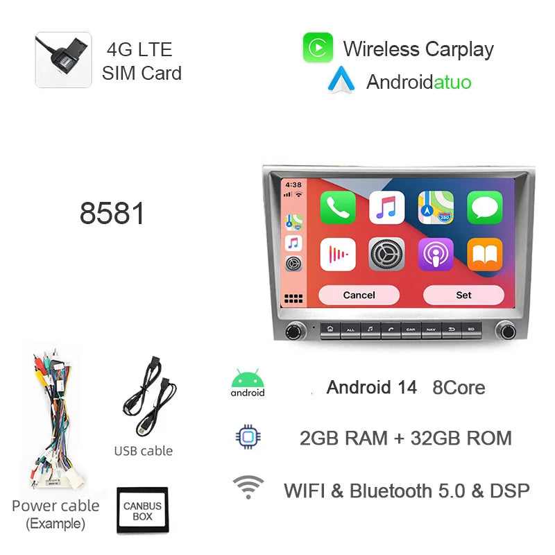 9 Inch Android 14 Car Radio GPS Navigation | For Porsche Cayman 911 987 Boxster 997 2 lifestyle view