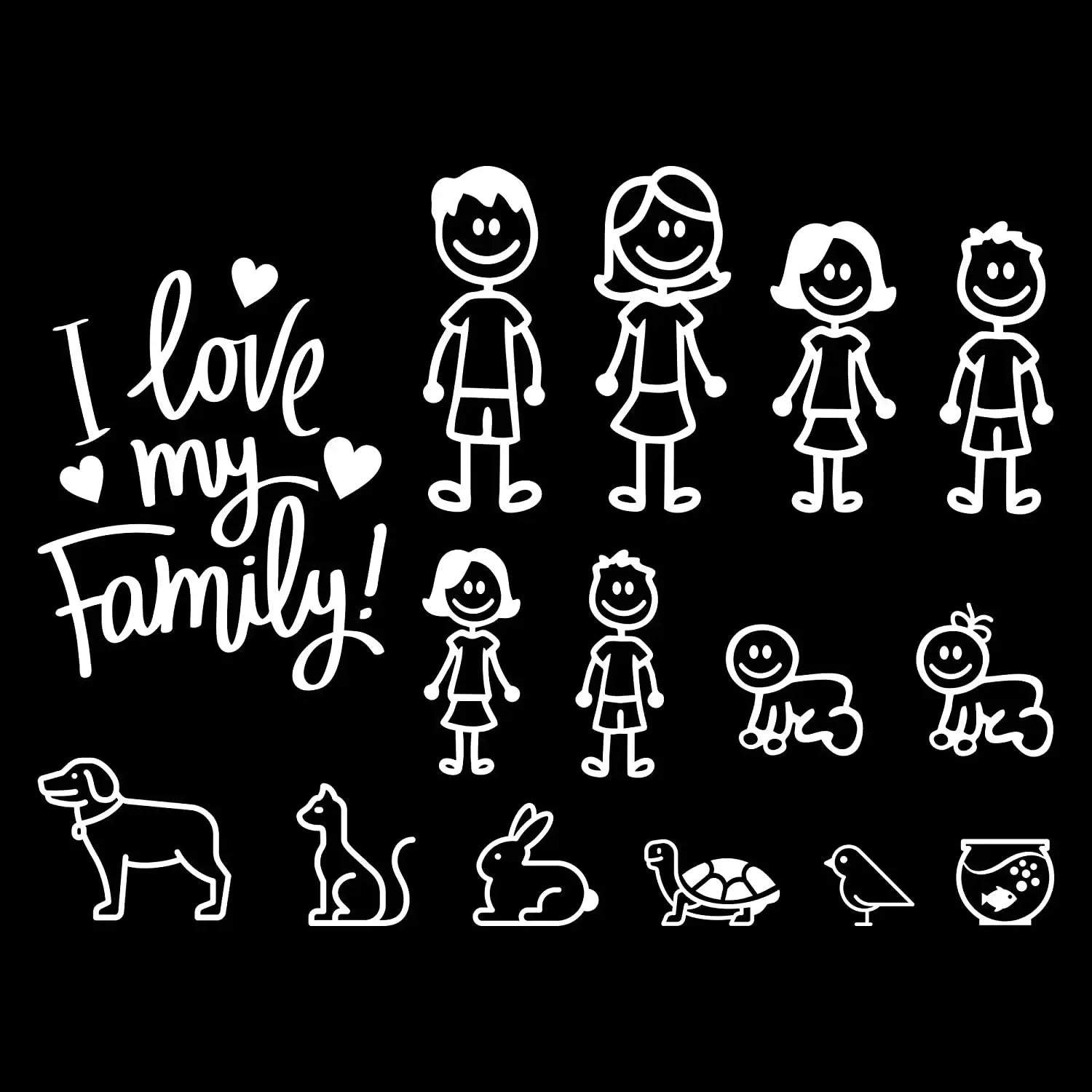Car Sticker Interesting Family  Automobiles Motorcycles Window Waterproof Sun Protection Decal PVC Decorative Goods,20cm/25cm/30