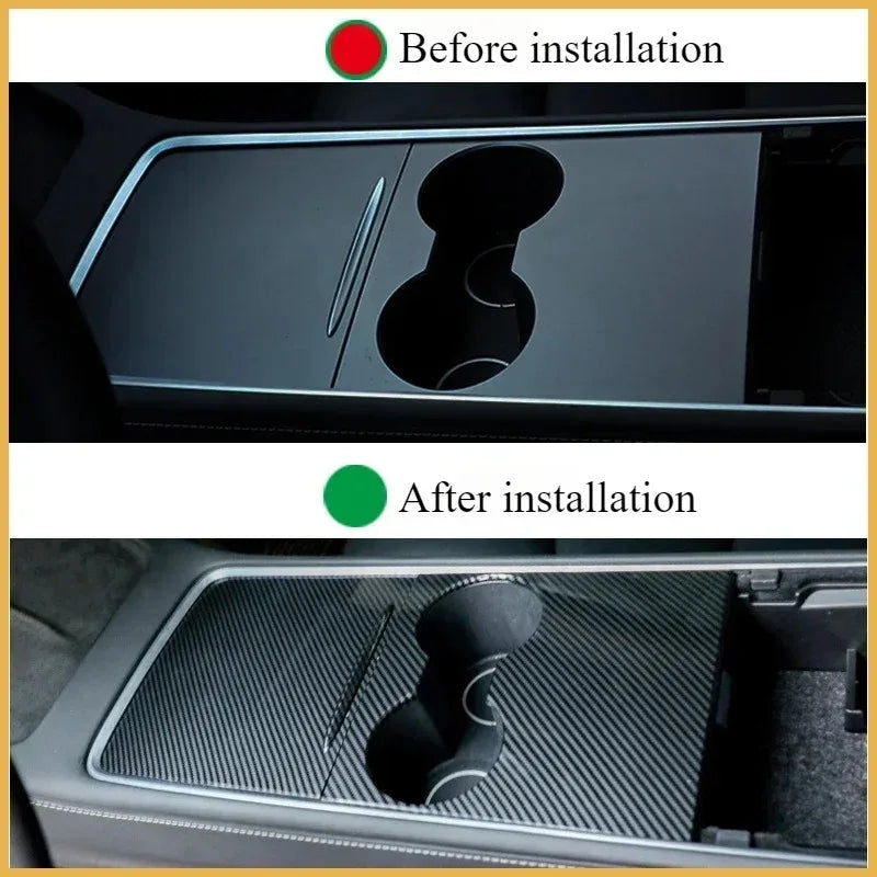 Central Control Panel with Push Handle for Tesla Model 3 Y Center Console Cup ABS Cov alternate view