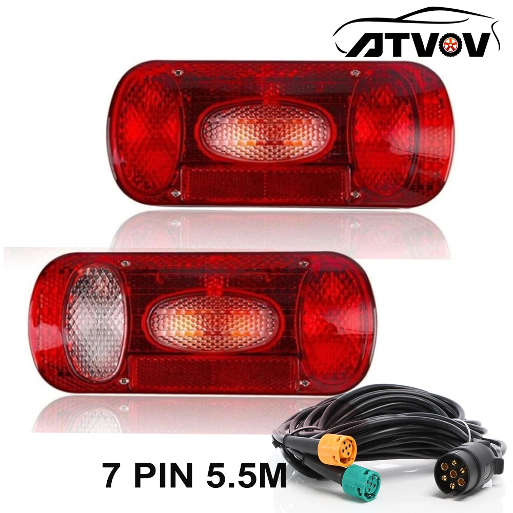 ATVOV 1 Set 12V 7 Pin Plug 5.5m Wiring Harness Tail Light Rear Stop Brake Signal Lamp alternate view