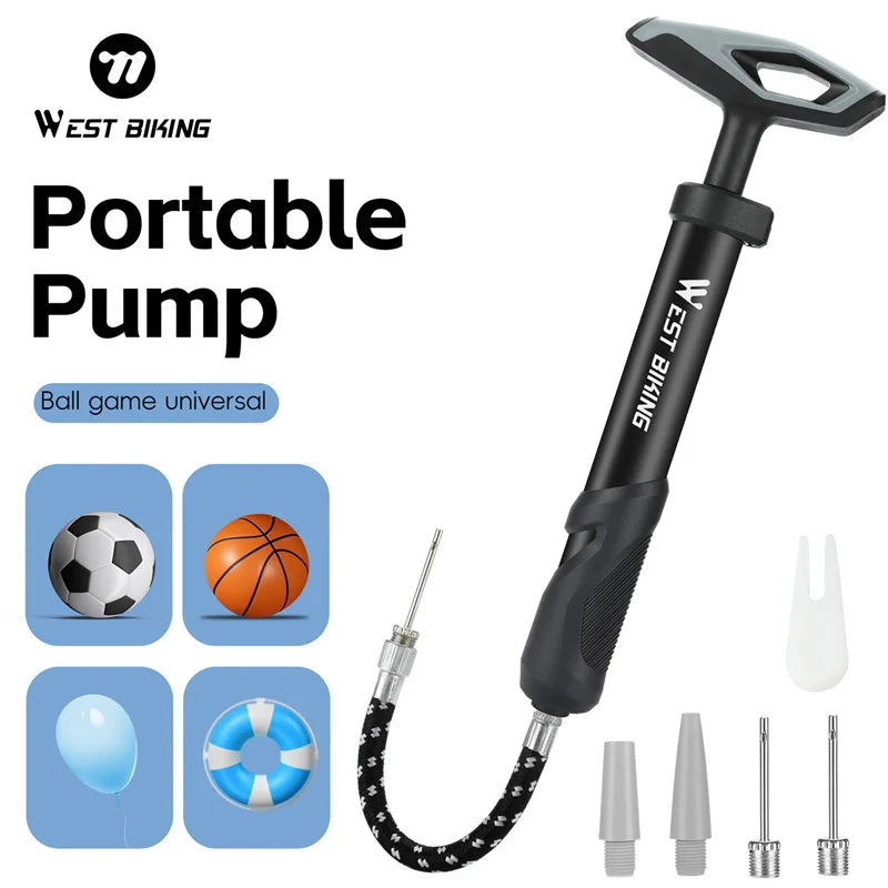 WEST BIKING Portable Ball Pump | 40PSI Hand Pump with Inflation Needle