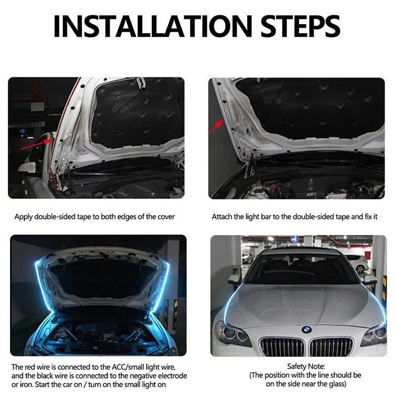 150cm LED Daytime Running Light Scan Starting Car Hood Decorative Lights DRL Auto Eng alternate view