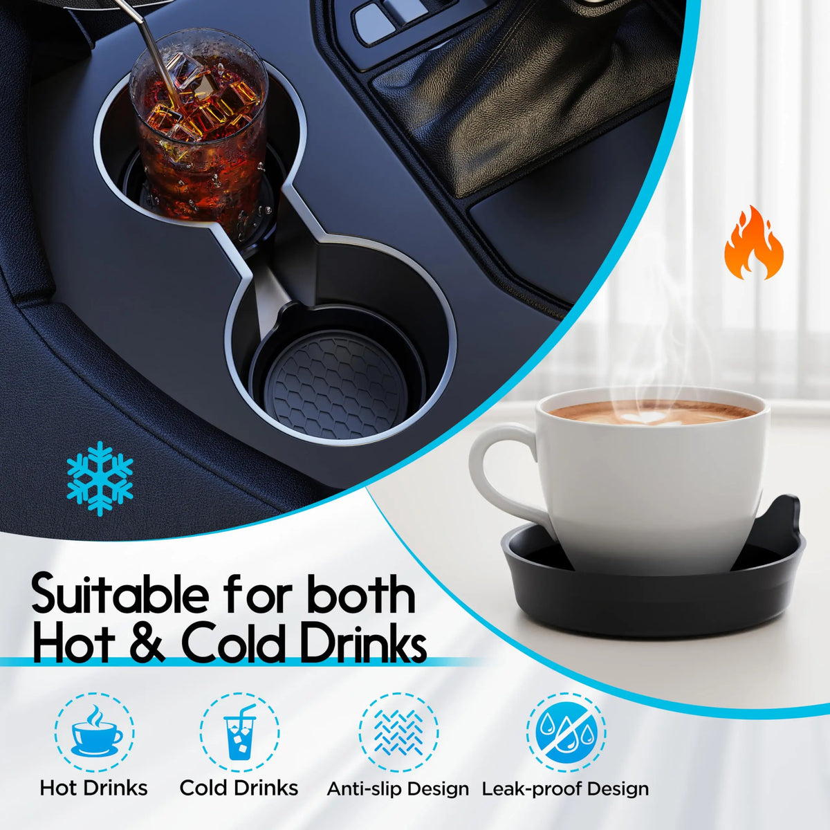 Car Cup Holder Coaster Silicone Non-Slip Insert