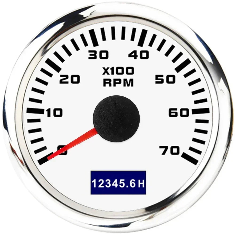 52mm Tachometer with Hourmeter | 7 Color Backlight RPM Gauge for Car Boat detail view