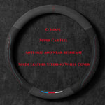 Car Steering Wheel Cover Wrap Suede Leather Breathable Anti Slip Universal 37-38cm Steering Covers D