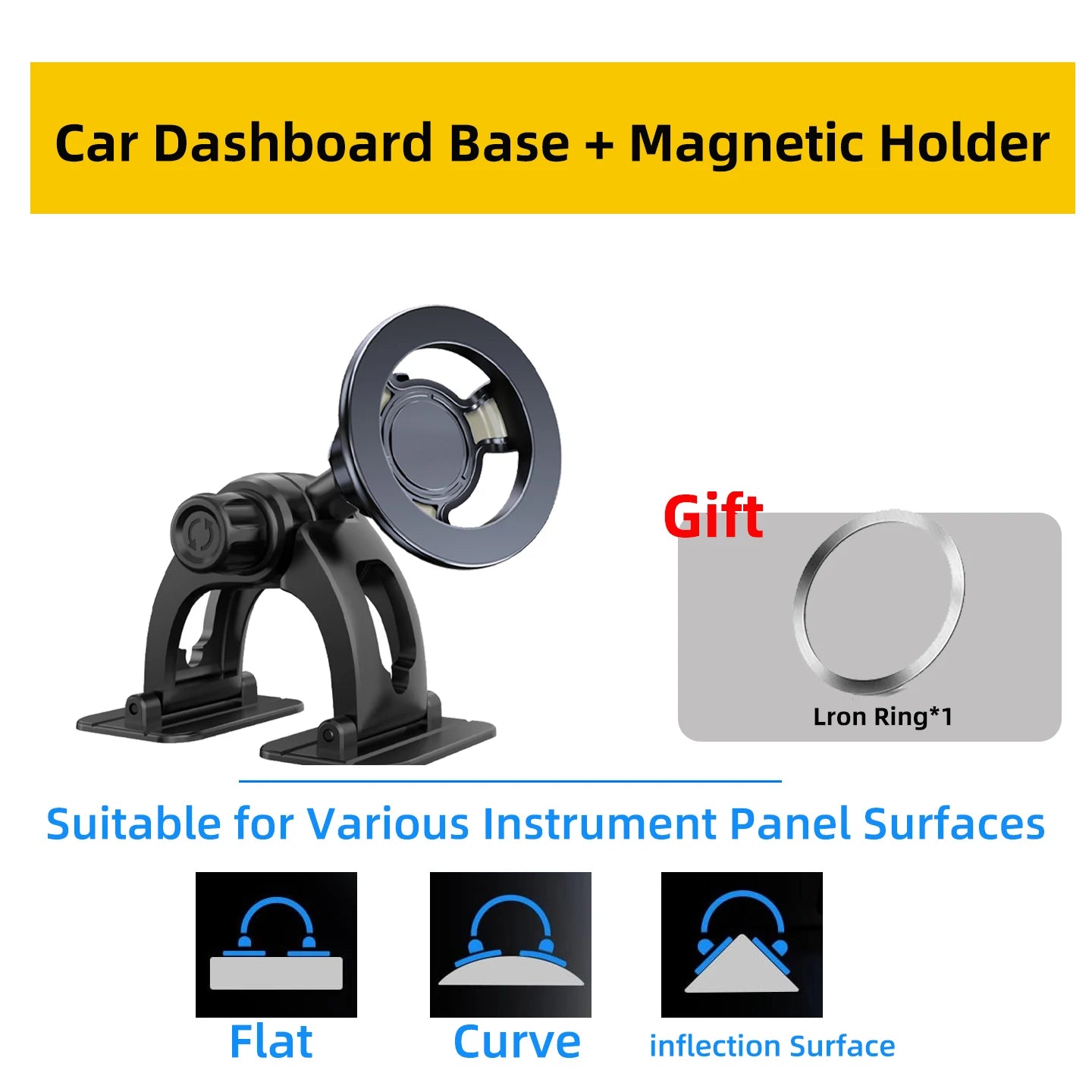 Magnetic Car Phone Holder | Strong Center Console Adhesive Mount for Secure Holding close-up view