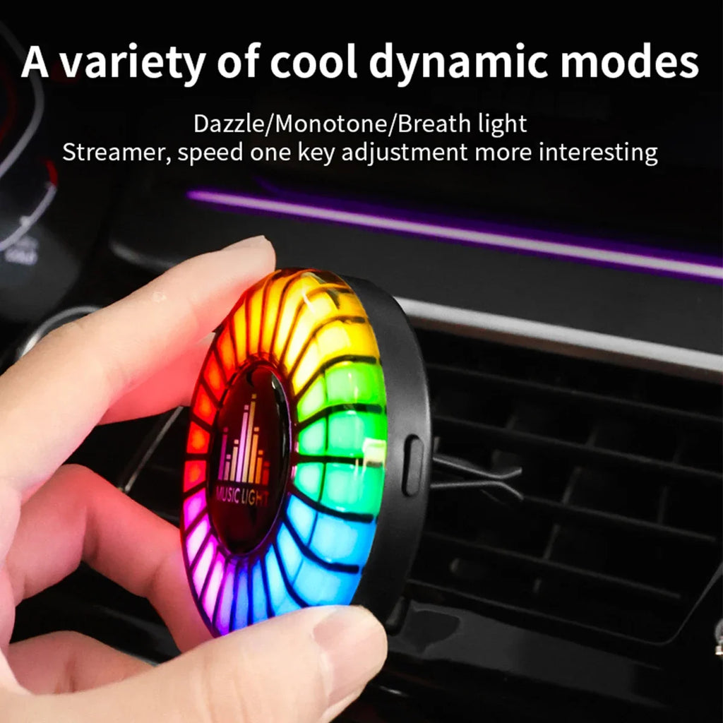 Car Air Freshener with LED Aroma Decorate Atmosphere Fragrance Accessorie RGB Strip So close-up view