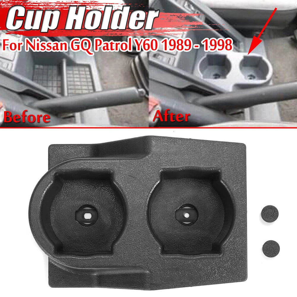 Carbon Fiber Black Car Center Console Cup Holder | For Nissan GQ Patrol Y60 1988-1998 close-up view