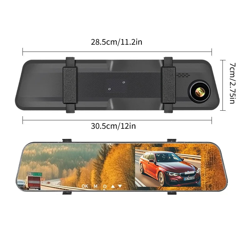 5.5" Rearview Mirror Dash Cam | 1080P HD, Front & Rear Dual Recording