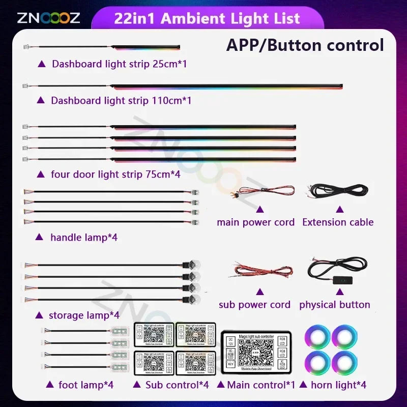 Volkswagen Golf RGB Interior Ambient Light Kit – Bluetooth App Control, Music Sync, additional angle