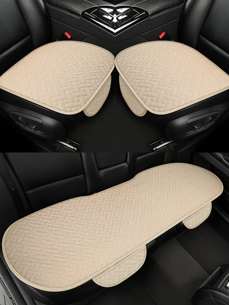 Car Seat Cushion, All Season Universal Linen Car Seat Cushion Cover, Anti Slip, Wear- alternate view