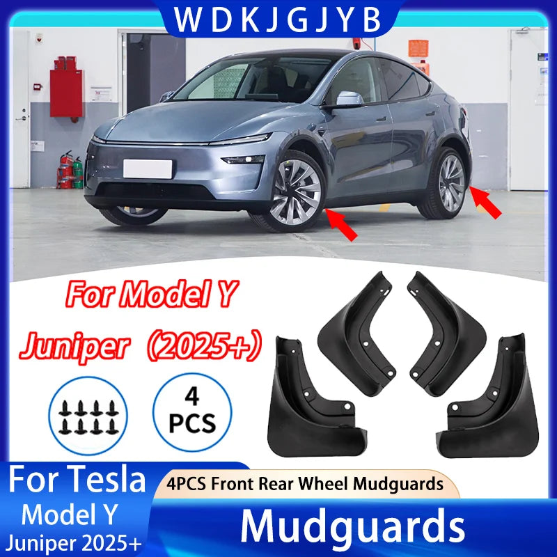 Tesla Model Y Juniper 2026 Mud Flaps | No Drilling, Tape-On Splash Guards & Fenders