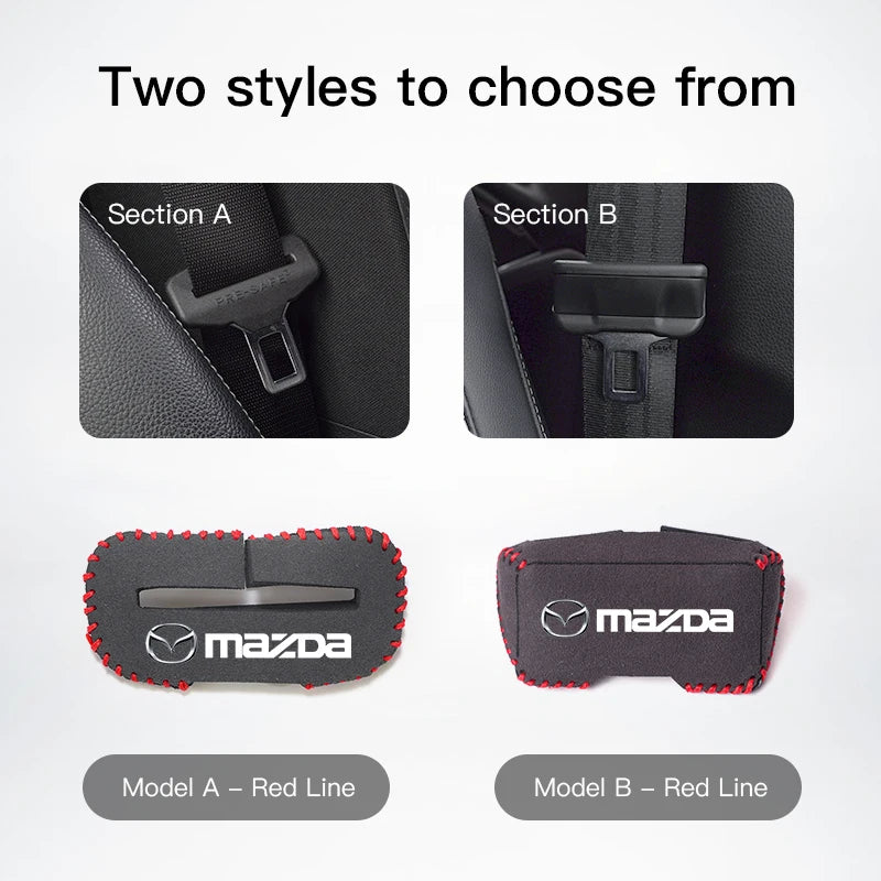 2Pcs Car Seat Belt Buckle Protector Cover for Mazda Models | Suede Accessories additional angle