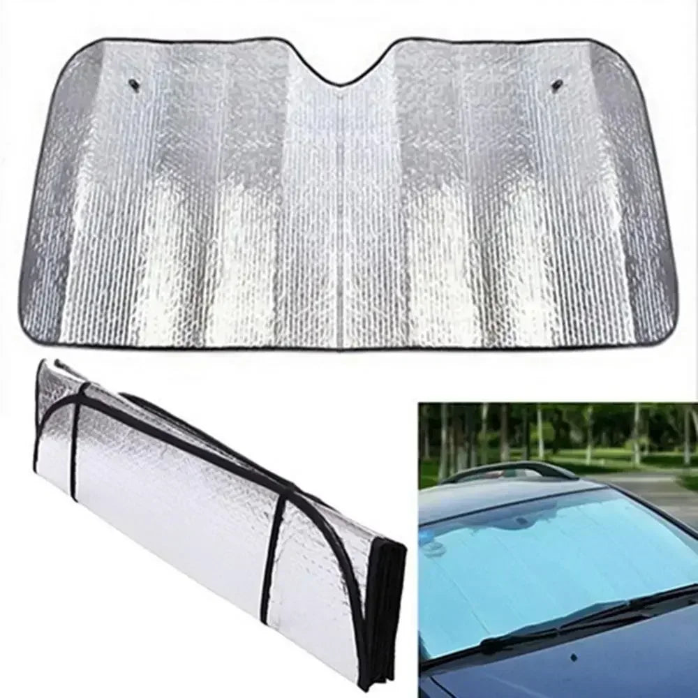 Car Windscreen Sunshade Heat Insulation Foil Curtain close-up view