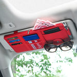 JFBONIN Car Sun Visor Organizer Storage Box with Sunglasses Clip Business Card Holder Bi detail view