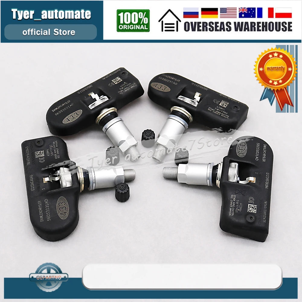 4PCS 433MHz TPMS Tire Pressure Monitoring System Sensor | For Chrysler Dodge Vehicles