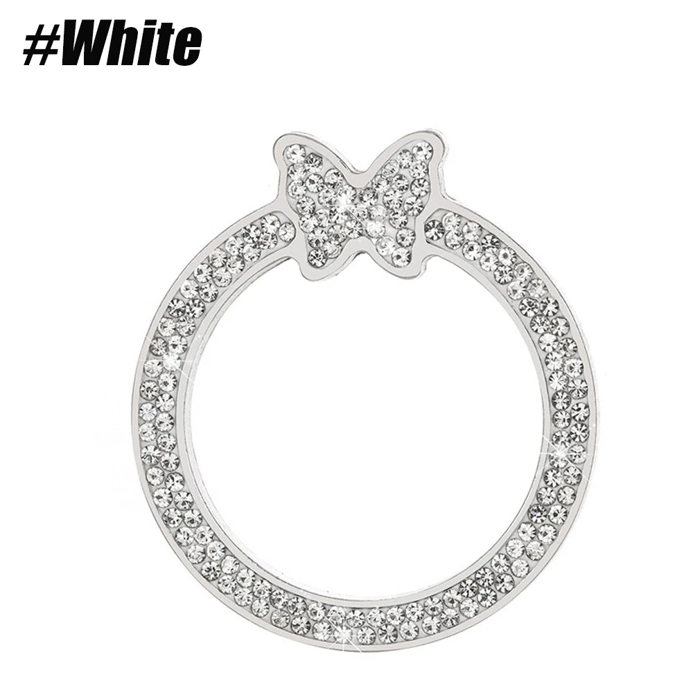 1PCS Car Bling Ring Crystal Car Stickers Rings Womens Car Decals, Push Start Button Blin detail view