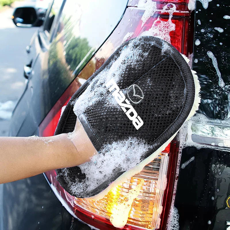 Car Plush Cleaning Gloves | Thickening Wool Wash Towel for Mazda additional angle