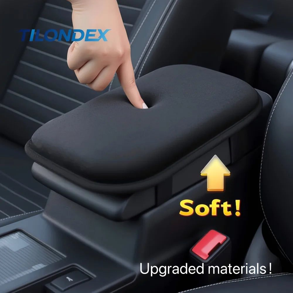 TILONDEX Car Armrest Cushion Thickened Ultra-Soft Premium Black Softness Comfort Essential for Road