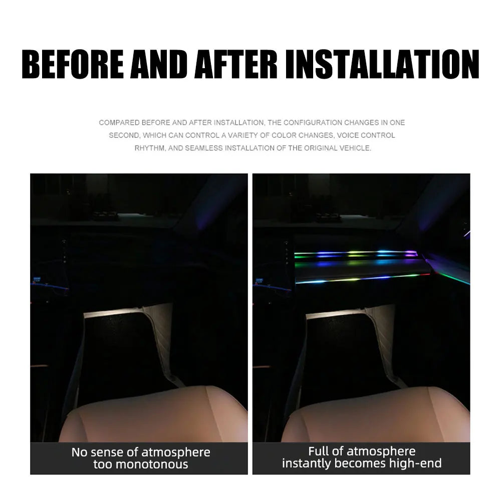 Universal Symphony Car Ambient Lights | LED Interior RGB Streamer Atmosphere Lamp close-up view