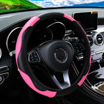 Car Steering Wheel Cover Breathable Anti Slip PU Leather Steering Covers Suitable 37-38.5cm Auto Dec