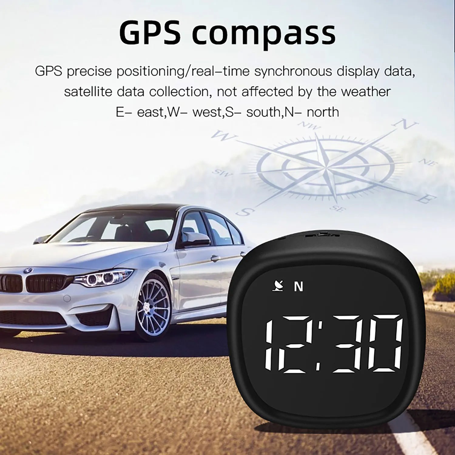 Vehicle Universal GPS Speedometer, Car Beidou Universal Odometer, HUD, Clock, Overspeed Alarm, Compass, High-Precision Instrumen
