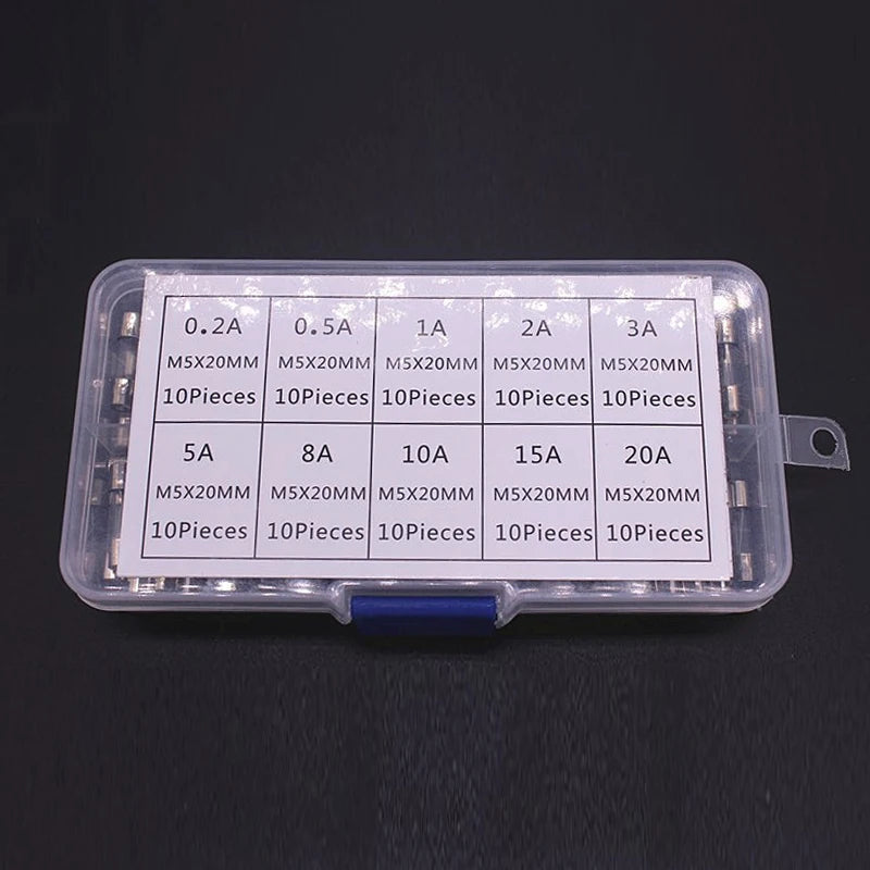 100/72pcs Car Fast-blow Glass Fuses Car Glass Tube Fuses 0.2-20A 0.5-30A Assorted Kit alternate view