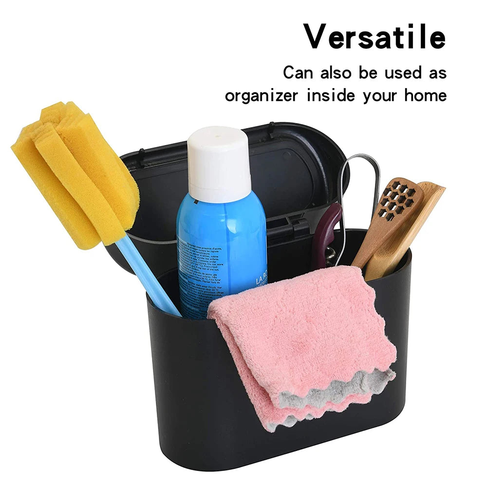 Mini Car Trash Can with Lid, Hanging Plastic Wastebasket lifestyle view