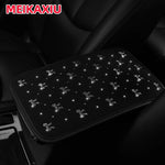 Blingbling Fabric Bow Tie Car Armrest Cover Pad Shiny Center Console Pad Women's Car Interior Accessory