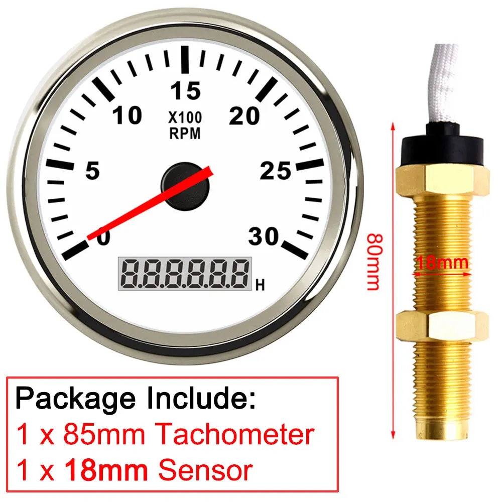 3000RPM Tachometer 85mm with Sensor | Diesel Engine Marine Boat Car RPM Gauge Hour Me lifestyle view