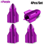 Aluminum Rocket Tire Valve Caps Set of 4 | Car and Motorcycle Alloy Valve Stem Covers lifestyle view