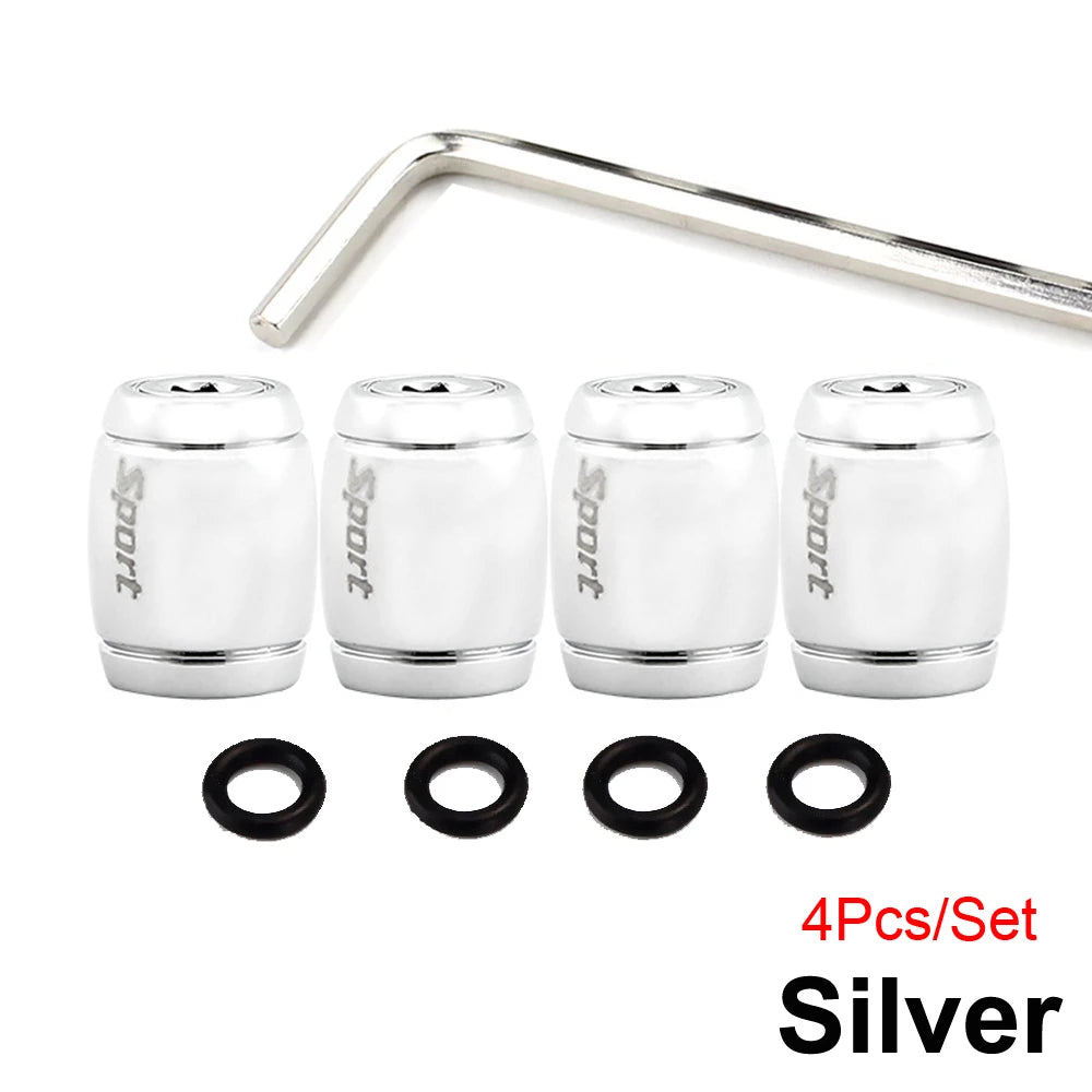 Anti Theft Tire Valve Caps with Rubber Seal | Universal Stem Covers for Car SUV Bike T close-up view