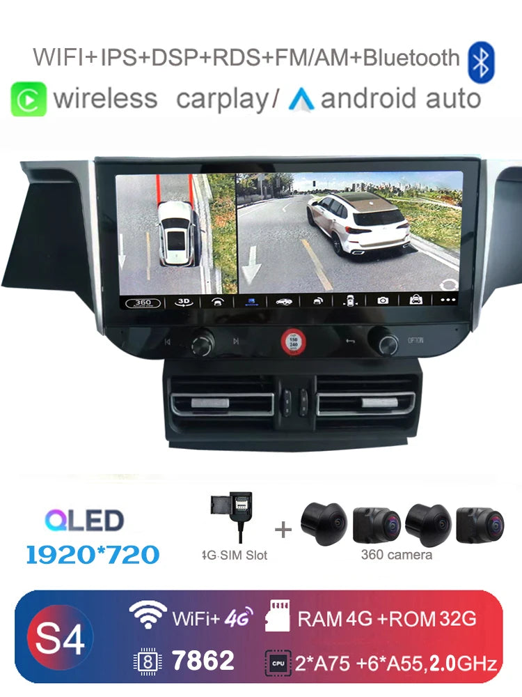 Car Radio for Porsche Macan 2010-2016 | Wireless CarPlay Android Auto 12.3" IPS 4G LT alternate view