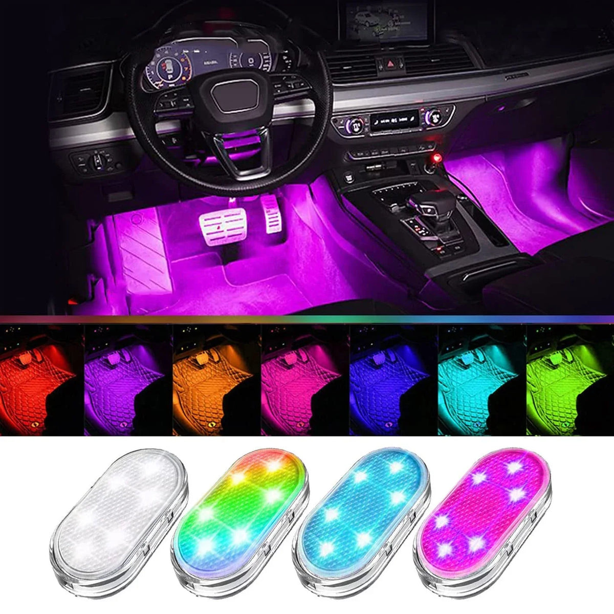 Wireless LED Car Interior Lights, USB Rechargeable Neon Accent Light