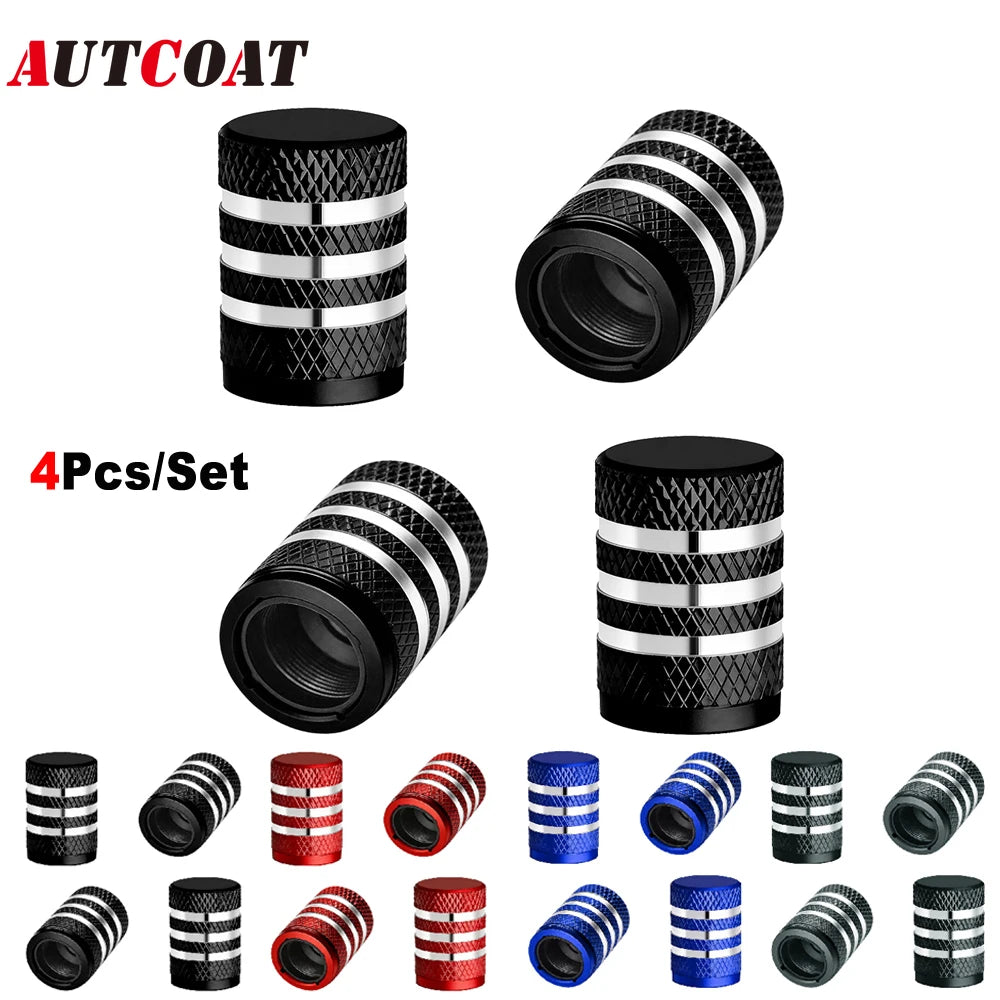 4PCS Tire Valve Stem Cap | Metal Tire Air Caps with Plastic Liner Corrosion Resistant Leak-Proof for