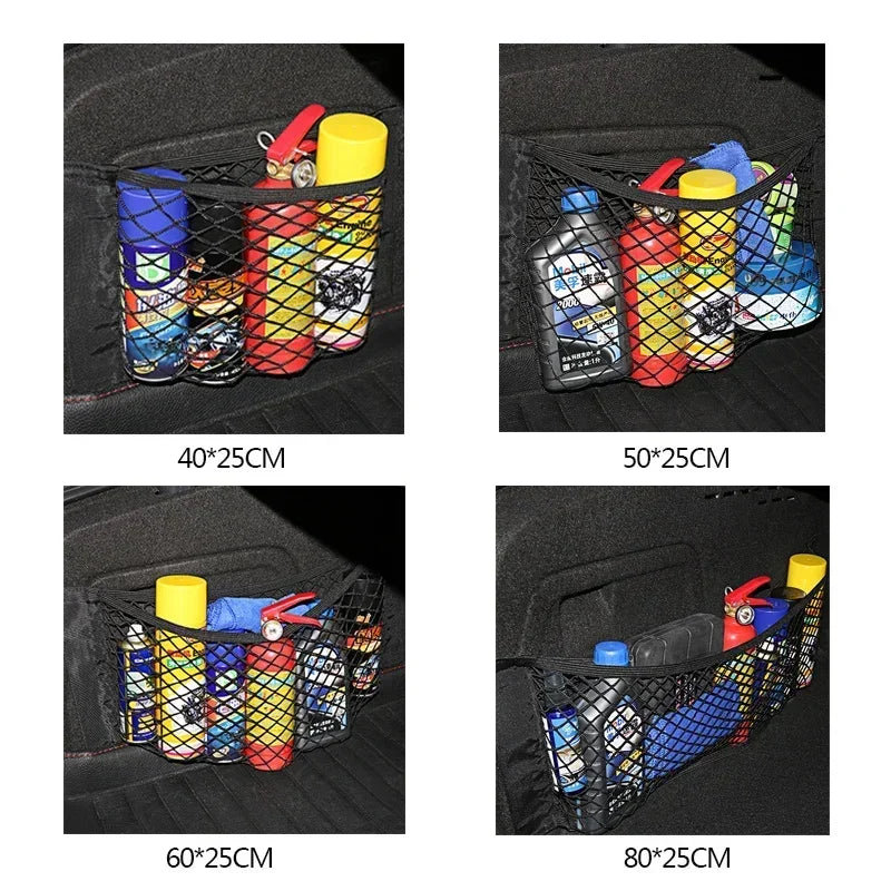 Car Storage Net Stretchable Mesh Pocket Net Magic Elastic Sticker Universal Rear Mesh lifestyle view