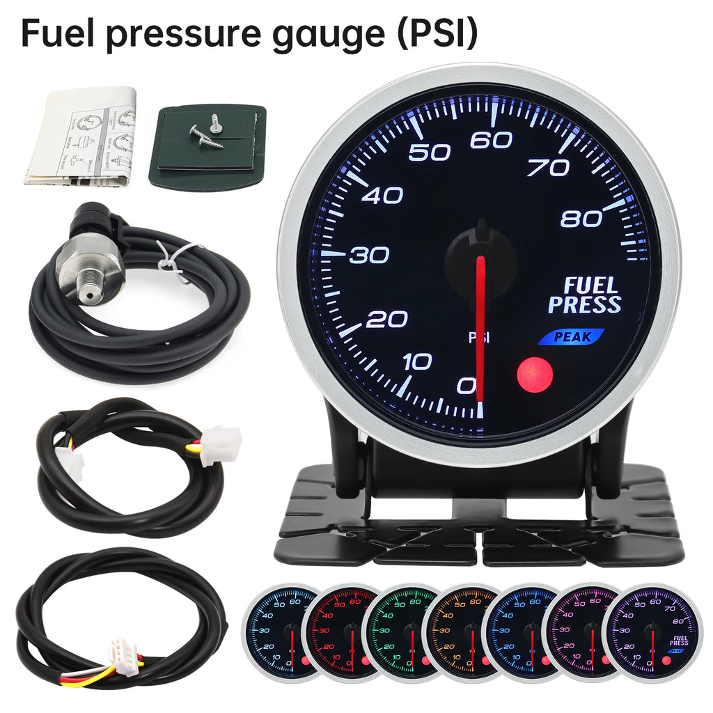 Universal Auto 12V 52mm 8 Color Racing Car Oil Pressure Water Oil Temp EGT Exhaust Temp Turbo Boost Tachometer Gauge Meter