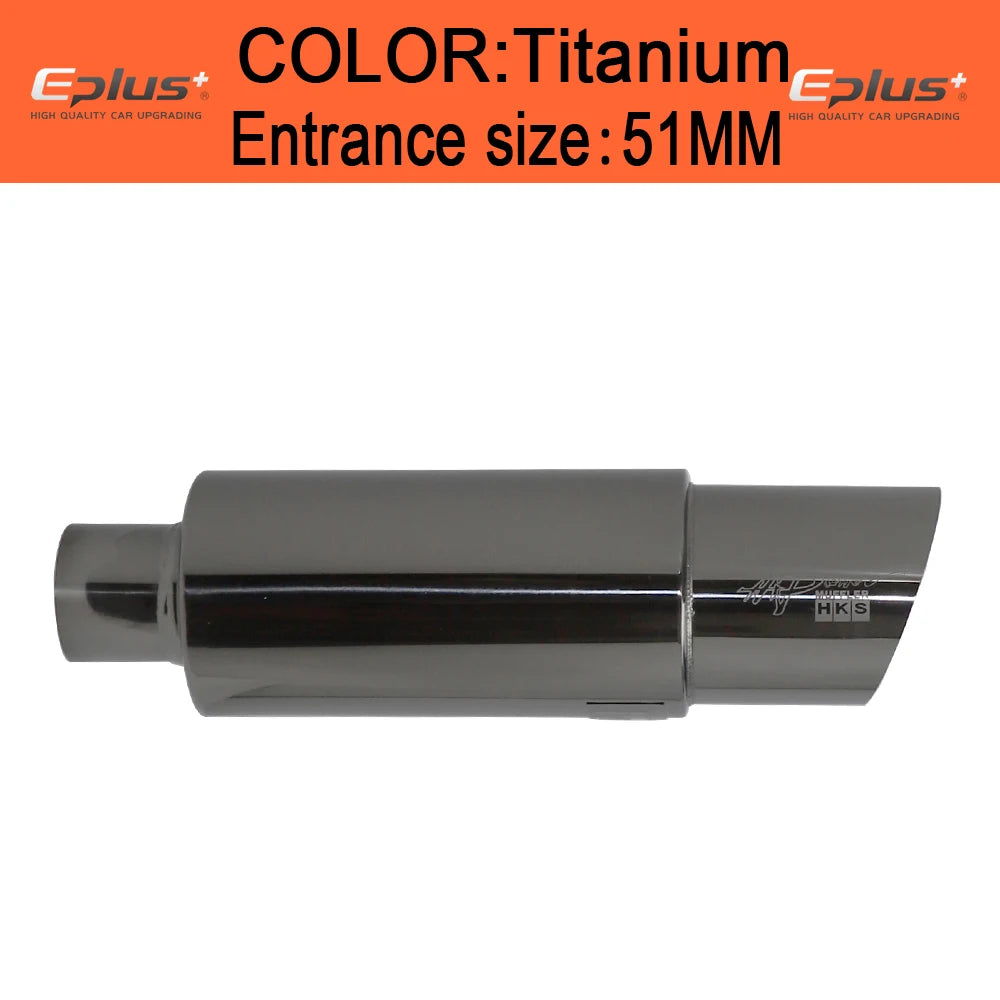 Stainless Steel Car Exhaust Pipe Straight Drum Muffler | Universal 51-63mm Inlet 89 additional angle