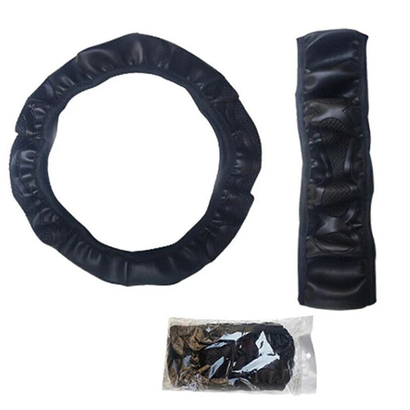 Automobile PartsFor 37-38cm Of Automotive Supplies PU Carbon Fiber Leather Car Stee additional angle