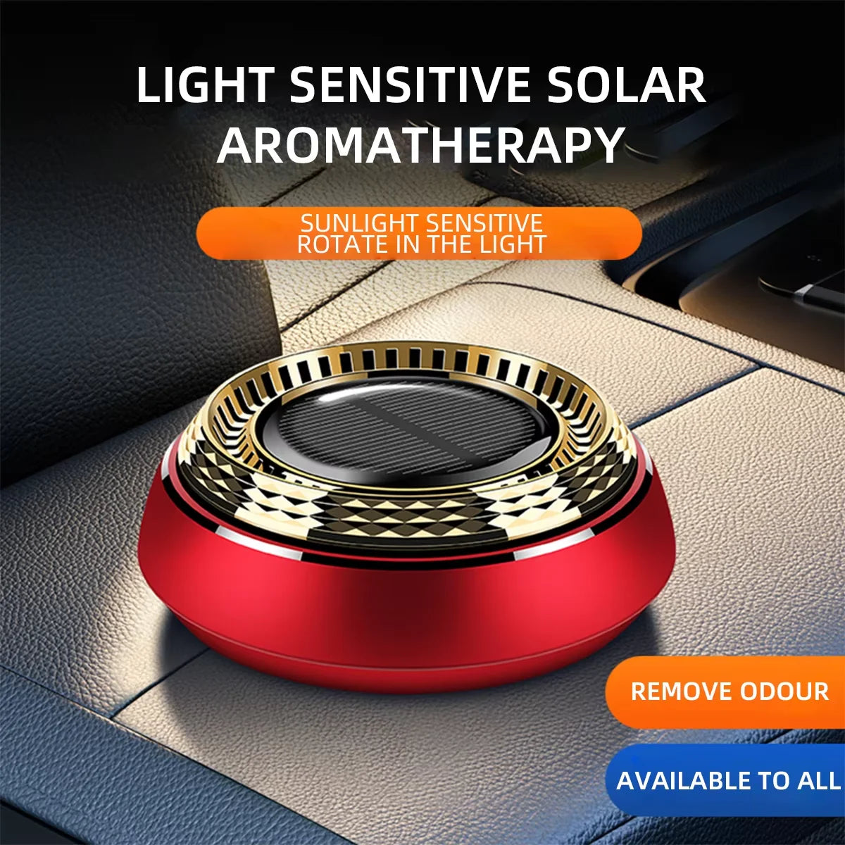 1pcs Solar Powered Car Interior Air Freshener Center Console Decoration Rotatable Aromatherapy Cologne Ocean Perfume