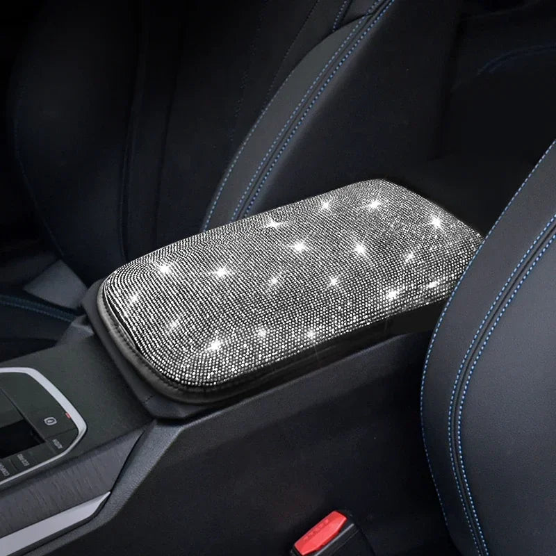 Bling Car Armrest Cover Auto Center Console Protective Cover Crystal Rhinestone Arm R alternate view