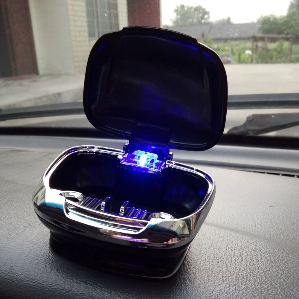 Car Ashtray with LED Light Auto Ashtray Cigarette Flame Retardant Smoke Ash Holders Car Interior Dec