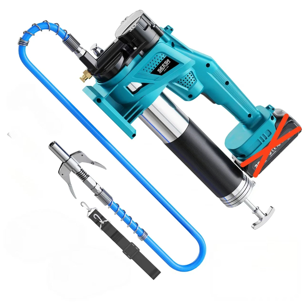SEESII 4.6 OZ/MIN Electric Grease Gun 10000PSI Cordless Auto Oil Change Kit with 2.0Ah Battery 39.4' Long Flexible Hose High Pressure Electric Grease Machine Rechargeable Car Lubricating Oil Tool For Makita