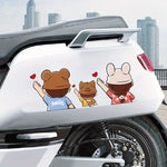 Cartoon cute family heart-shaped parent-child car decal, personalized creative rear wind detail view
