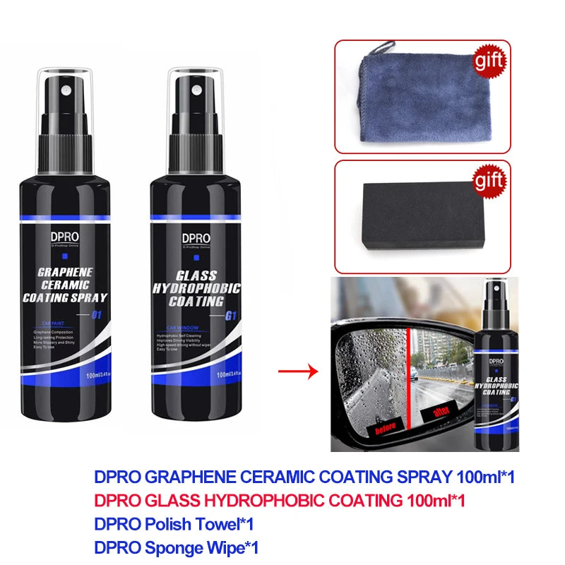 Dpro Graphene Ceramic Car Coating Spray Liquid Glass Waterproof Nano Car Ceramic Hydrophobic Auto Paint Care Car Detailing VM-01