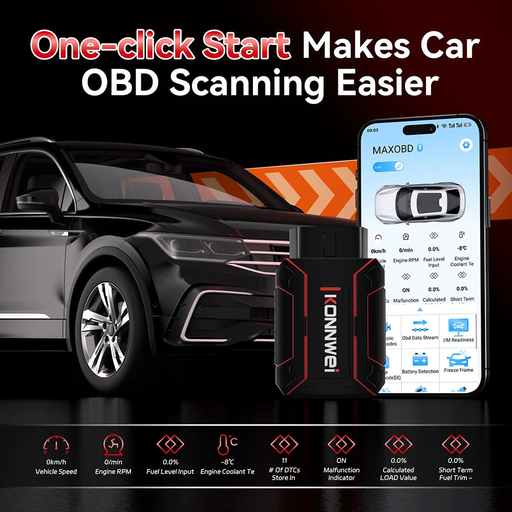 2026 KONNWEI MAXOBD Car OBDII Fault Diagnostic Tool Full System SAS SRS detail view