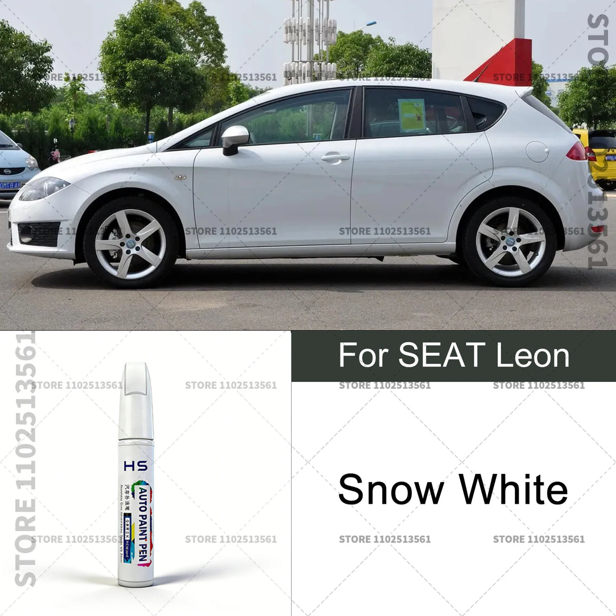For SEAT Leon Red Silver Blue Gray Yellow White Snow White Car Paint Repair Pen Touch alternate view