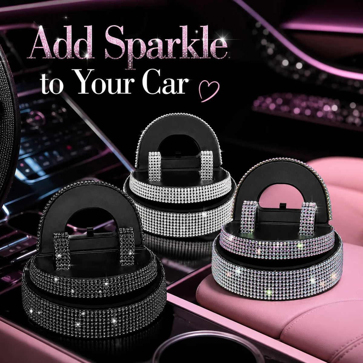 Rhinestone Car Phone Holder Universal Air Vent Mobile Phone Stand Mount Auto Interior lifestyle view