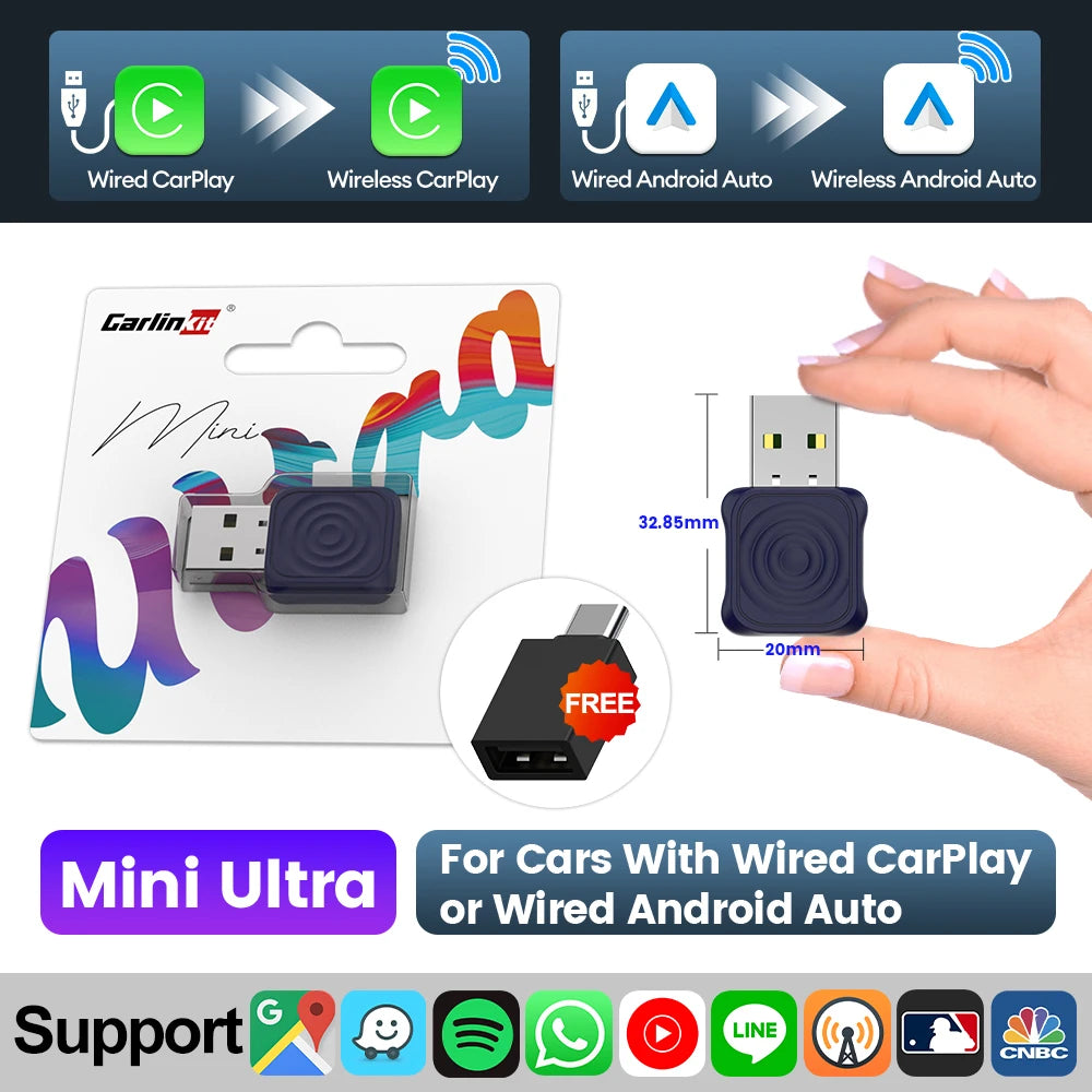 2025 Carlinkit 2 In 1 Android Auto Wireless Carplay Adapter Smart Mini Ultra Bt Wifi alternate view