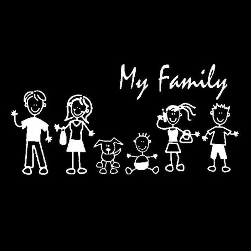 Car Sticker Family Stick Figure Kid Baby Cat Dog Pet Creativity Bumper Applique PVC Decal 10*20cm Accessory Stickers Supplies